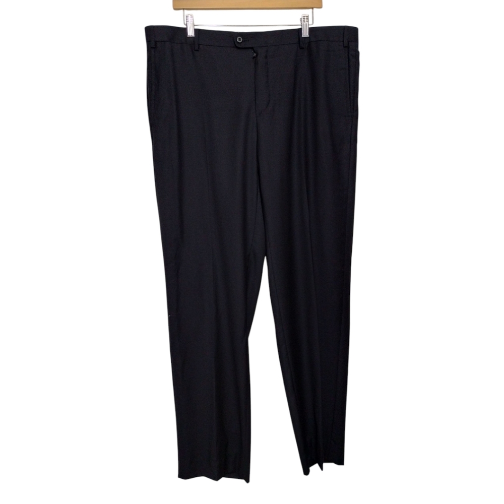 Zanella Dress Pants Men's Size 40 Devon Solid Black 100% Wool